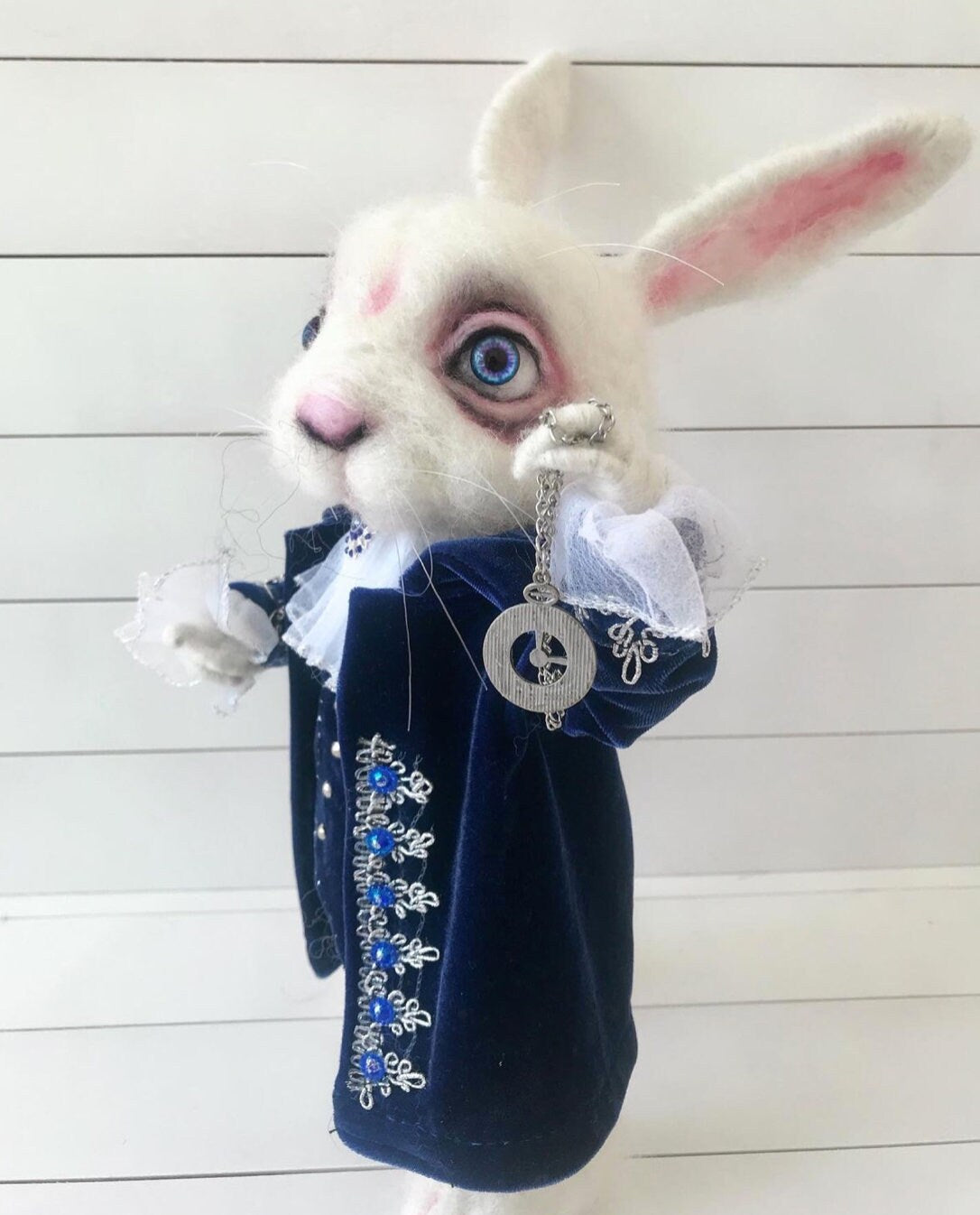 THE WHITE RABBIT from Alice in Wonderland is Needle Felted and one of a kind. It&#39;s a unique gift for someone special who loves plushies.