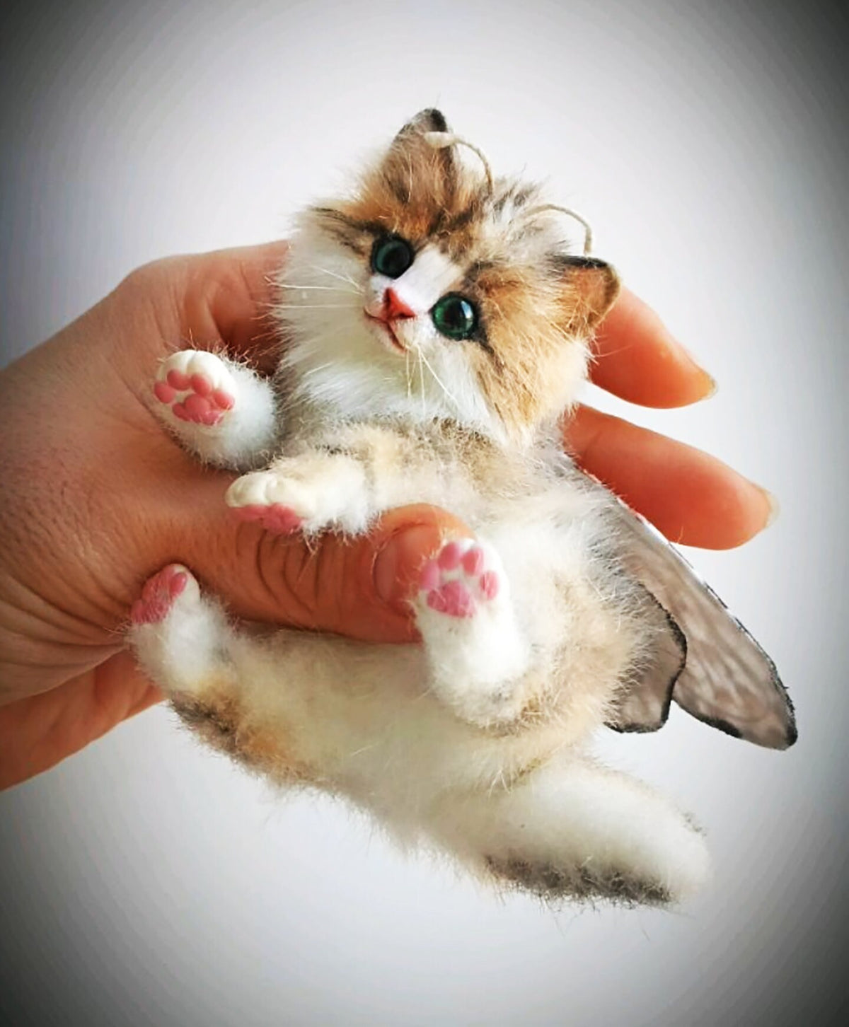 CUSTOM MINIATURE CAT Plushie, Cat Plush Doll, Cat with Wings from the Pictures of your Pet, Memorial Gift, Cat Lovers Gift