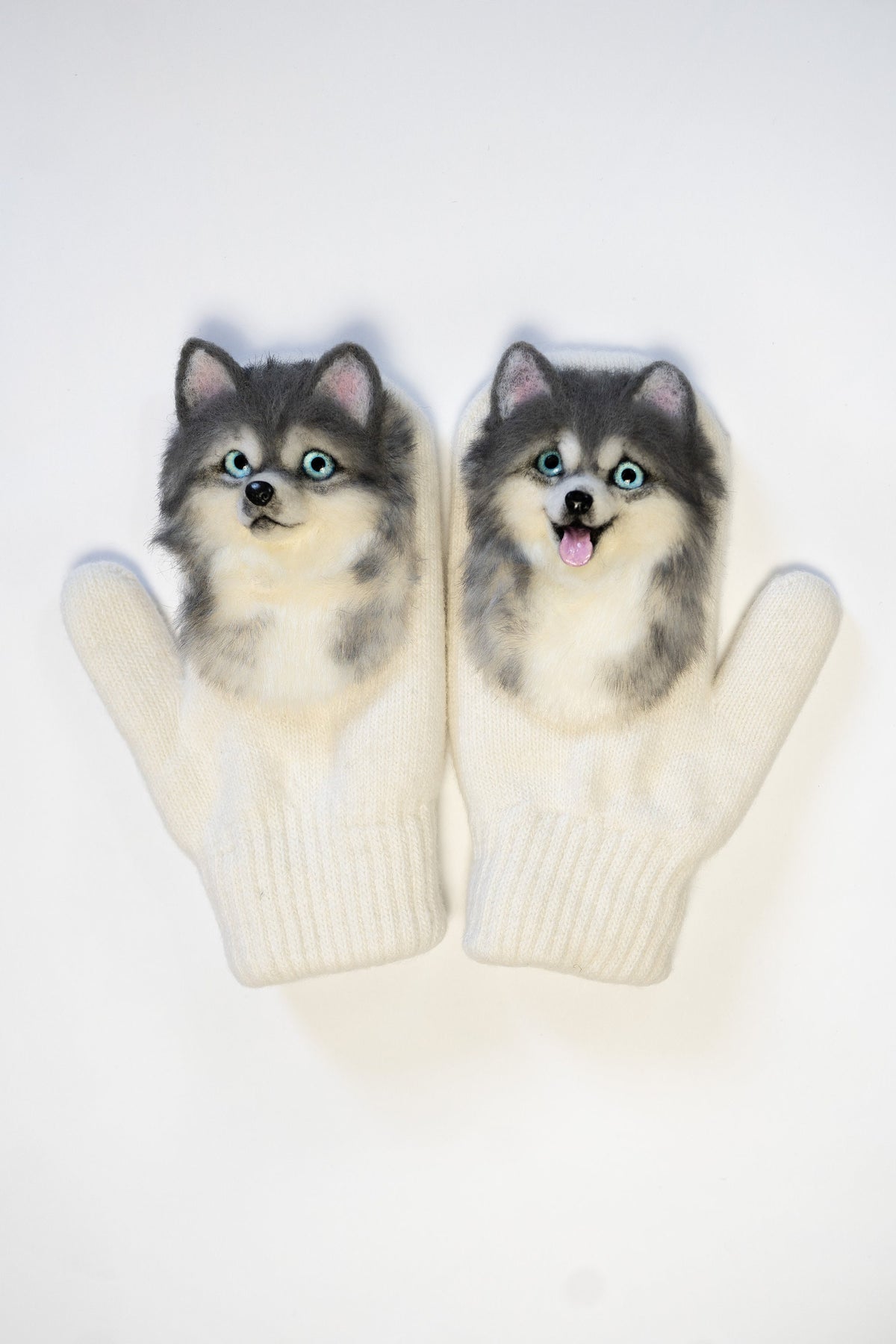 CUSTOM DOG MITTENS, Animal Mittens, Pet Mittens, Felt Animal Mittens, Designer Mittens, Mohair Mittens, Winter Mittens, Dog Lover Gifts