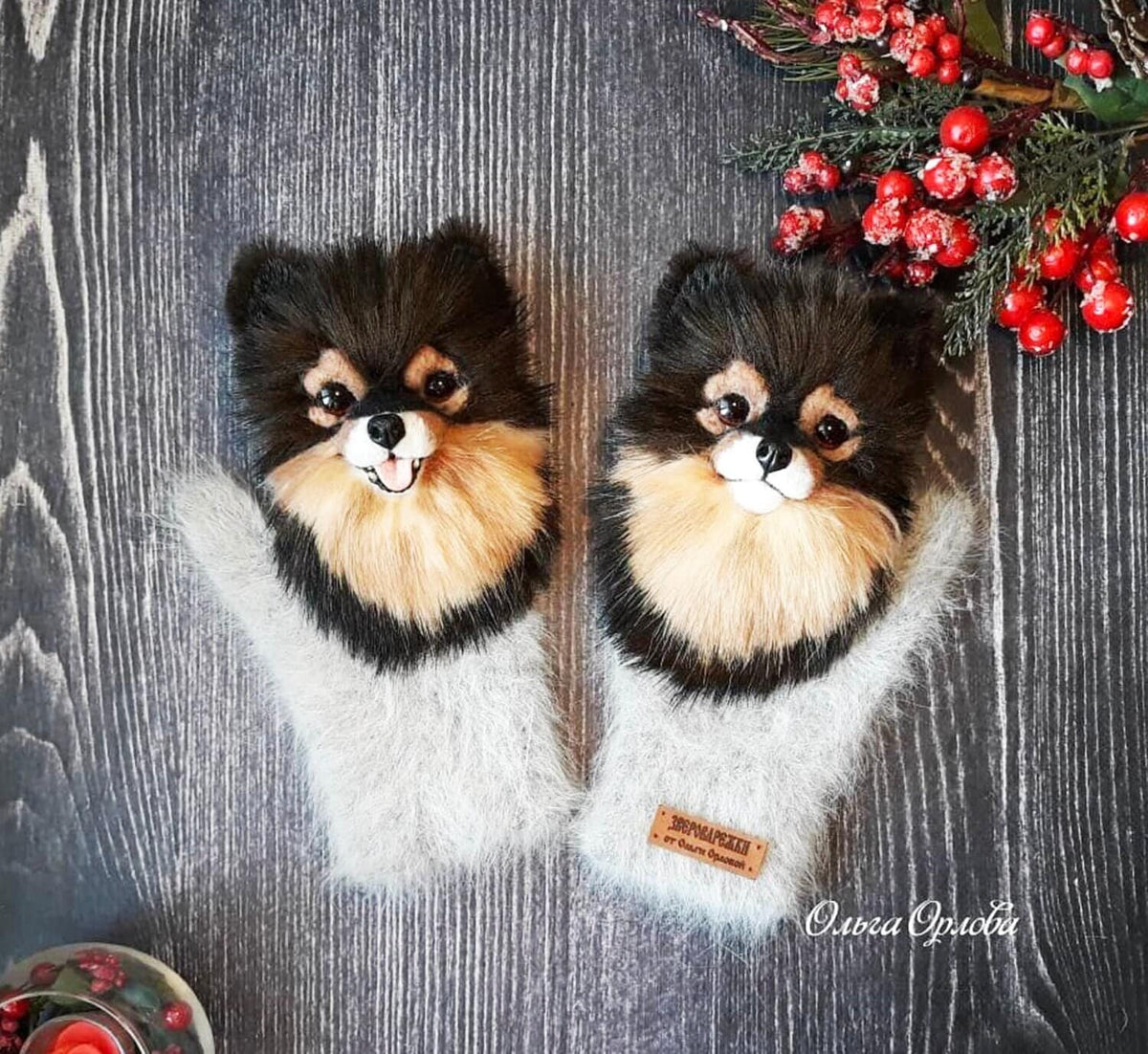 POMERANIAN DOG MITTENS, Mittens with Dogs, Gloves for Women, Mittens Christmas, Mittens with Dogs, Mittens with Animals, Animal Lovers Gift