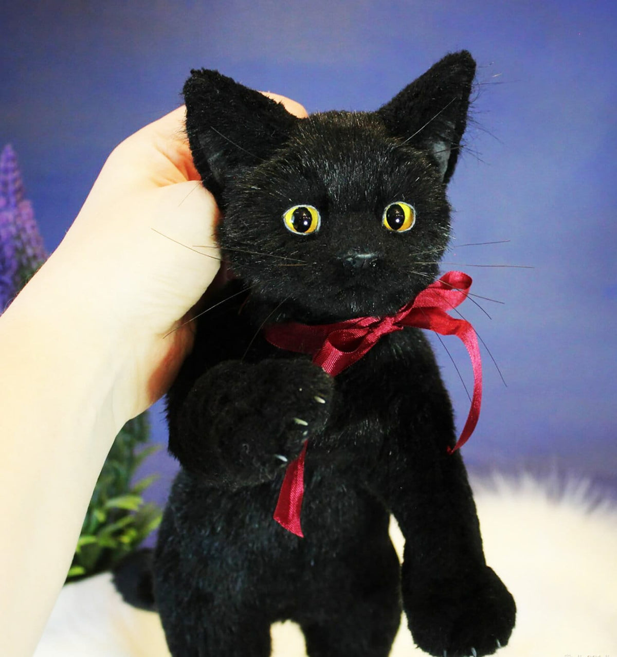 CUSTOM BLACK KITTEN Plush Toy, 3D Realistic Cat Plushie, Stuffed Cat, Plush Toy, Gift for Her, Cat Lovers Gift, Black Cat, Cat Plushie