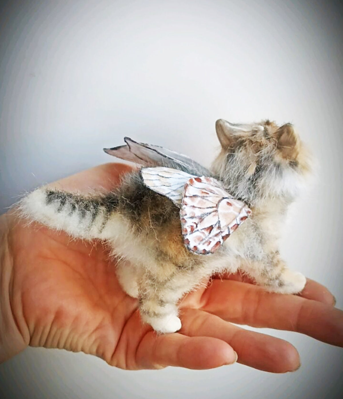 CUSTOM MINIATURE CAT Plushie, Cat Plush Doll, Cat with Wings from the Pictures of your Pet, Memorial Gift, Cat Lovers Gift