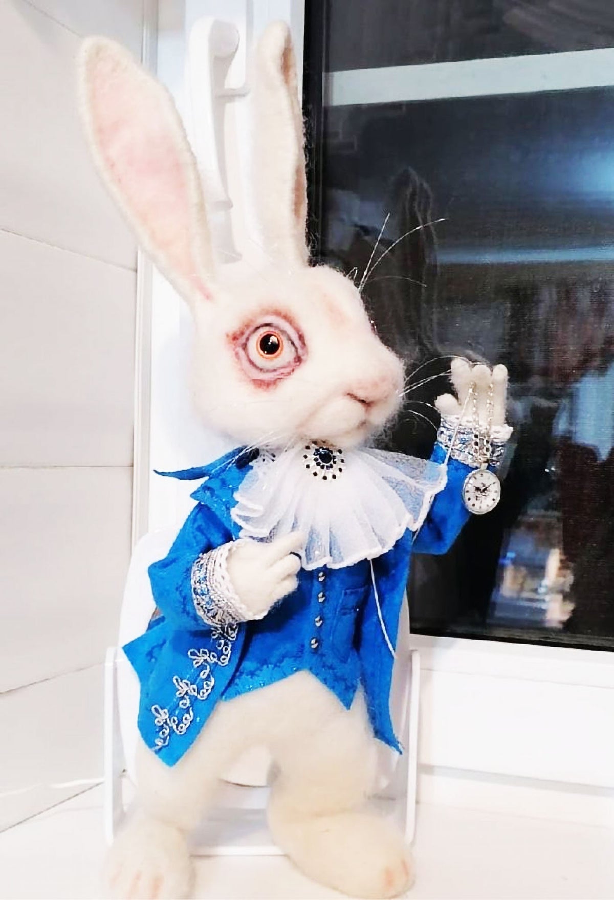 THE WHITE RABBIT from Alice in Wonderland is Needle Felted and one of a kind. It&#39;s a unique gift for someone special who loves plushies.