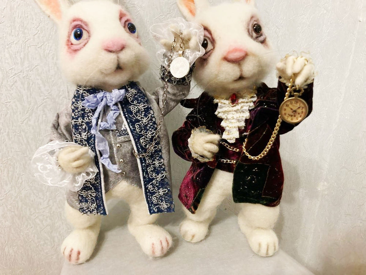 THE WHITE RABBIT from Alice in Wonderland is Needle Felted and one of a kind. It&#39;s a unique gift for someone special who loves plushies.