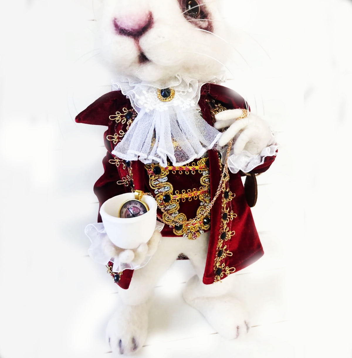 Felt Fairytale Creature Statue - The White Rabbit