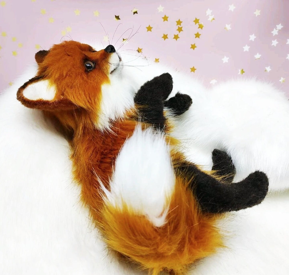 Felt 3D FOX STATUE, Felt Fox, Replica Fox, Cat Lover Gift, Wild Cat Toy, Cat Sculpture, Stuffed Animal, Plush Toy, Needle Felted Fox