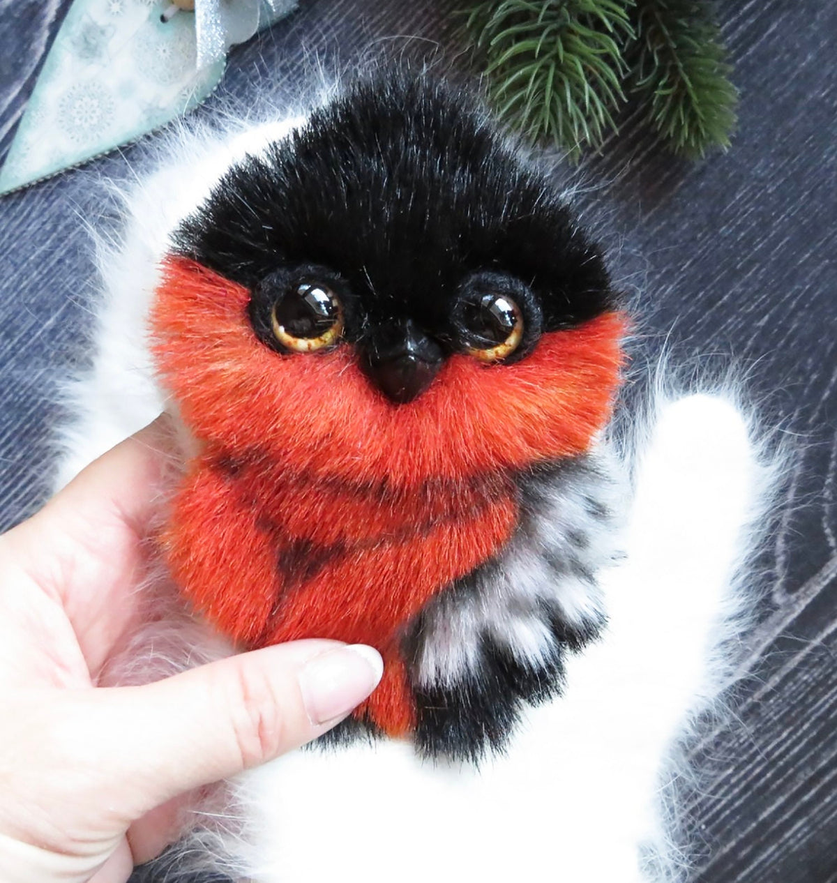 BIRD MITTENS, Mittens with Bird, Gloves for Women, Mittens Christmas, Mittens with Birds, Mittens with Animals, Animal Lovers Gift, Tomtits