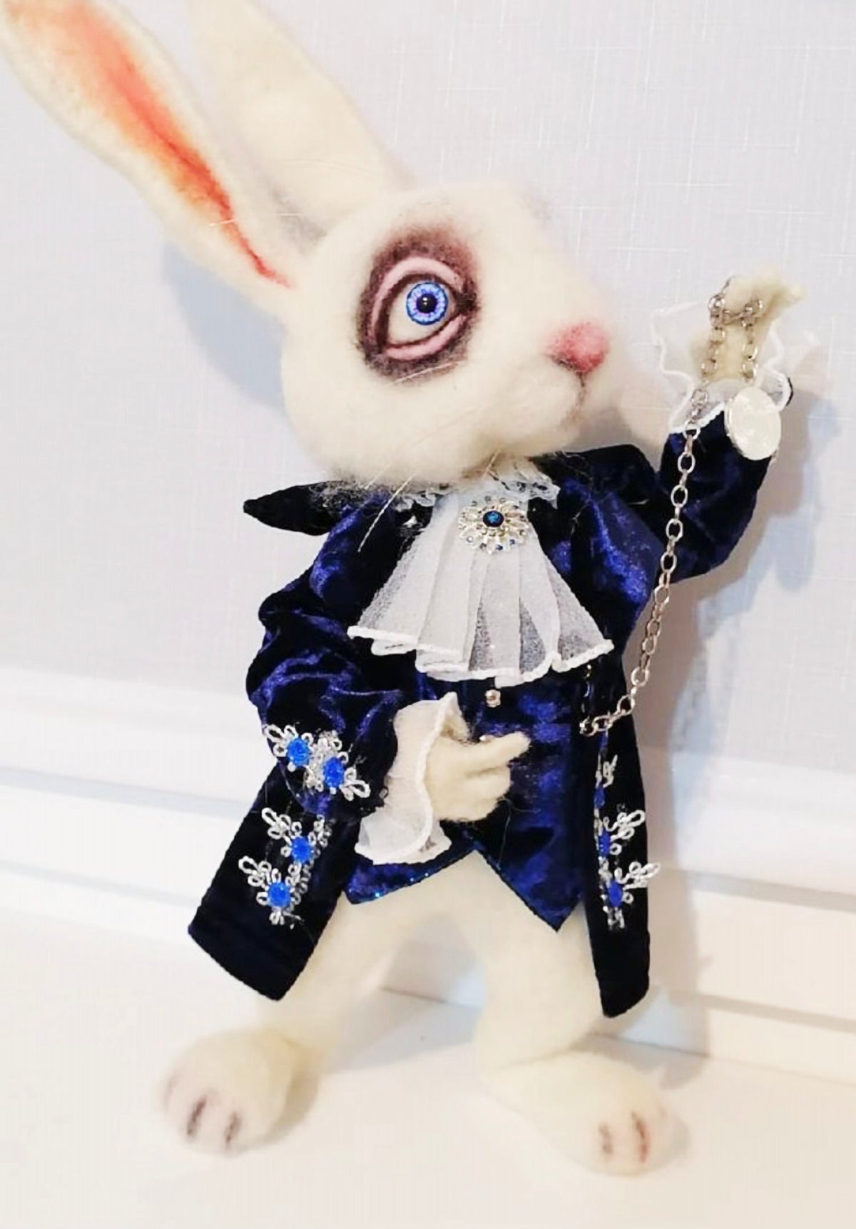 THE WHITE RABBIT from Alice in Wonderland is Needle Felted and one of a kind. It&#39;s a unique gift for someone special who loves plushies.