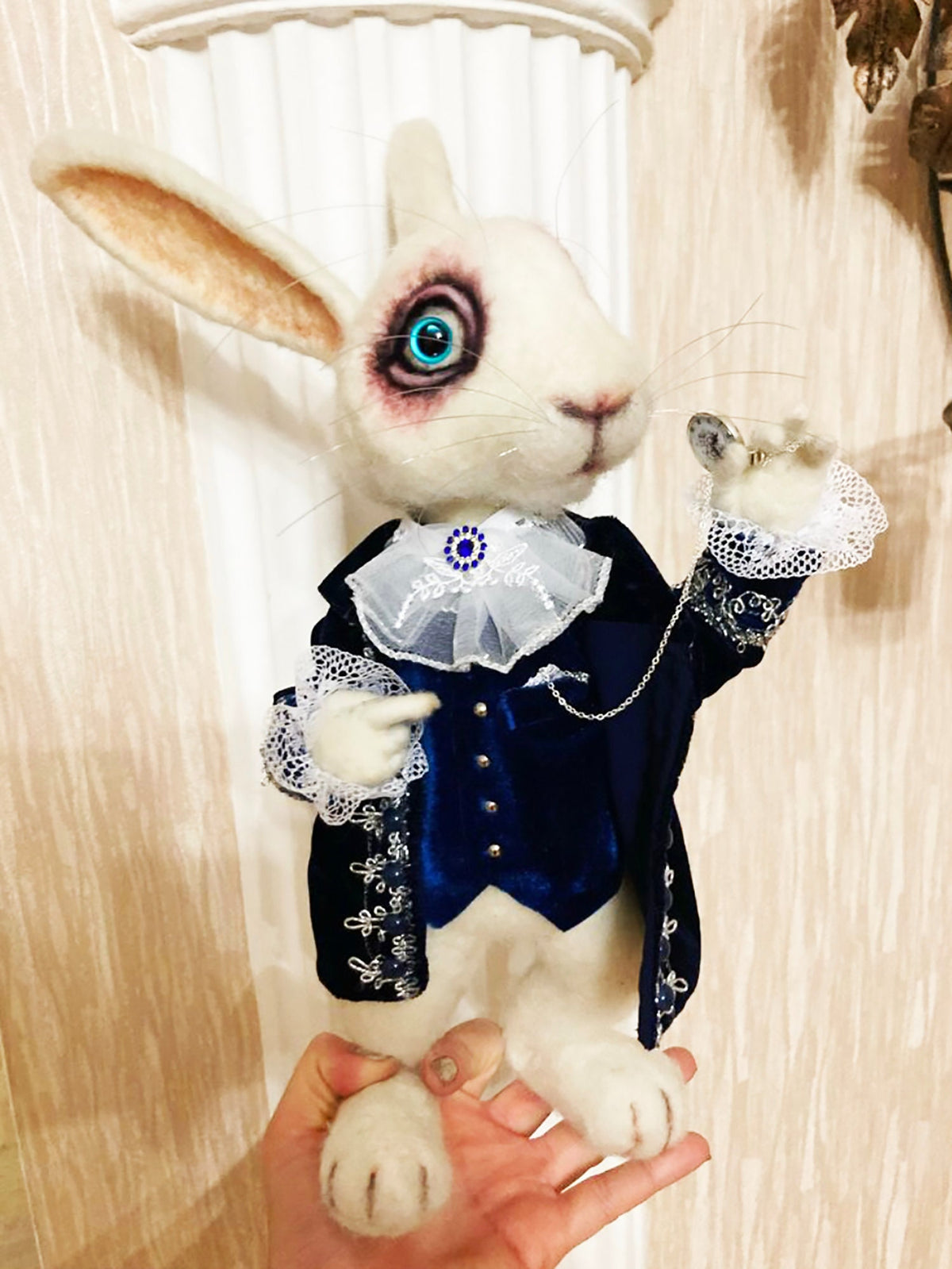 THE WHITE RABBIT from Alice in Wonderland is Needle Felted and one of a kind. It&#39;s a unique gift for someone special who loves plushies.