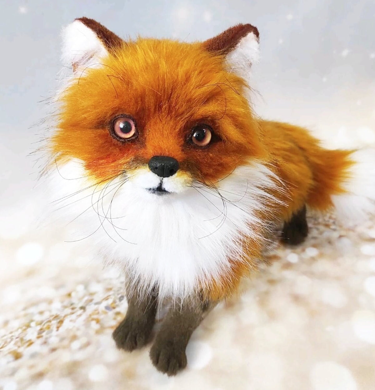 Felt 3D FOX STATUE, Felt Fox, Replica Fox, Cat Lover Gift, Wild Cat Toy, Cat Sculpture, Stuffed Animal, Plush Toy, Needle Felted Fox