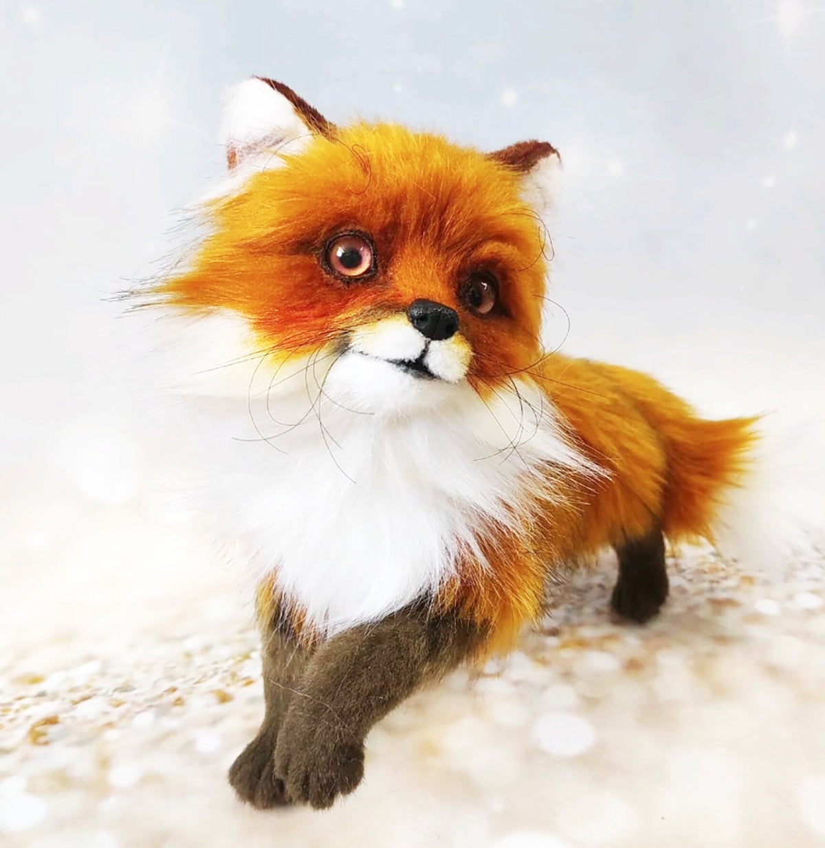 Felt 3D FOX STATUE, Felt Fox, Replica Fox, Cat Lover Gift, Wild Cat Toy, Cat Sculpture, Stuffed Animal, Plush Toy, Needle Felted Fox