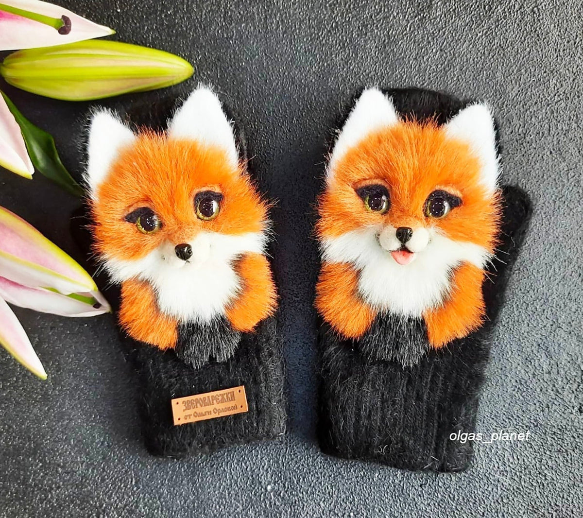 FOX MITTENS, Mittens with Foxes, Gloves for Women, Mittens Christmas, Mittens with Fox, Mittens with Animals, Fox Lovers Gifts, Fox Mittens