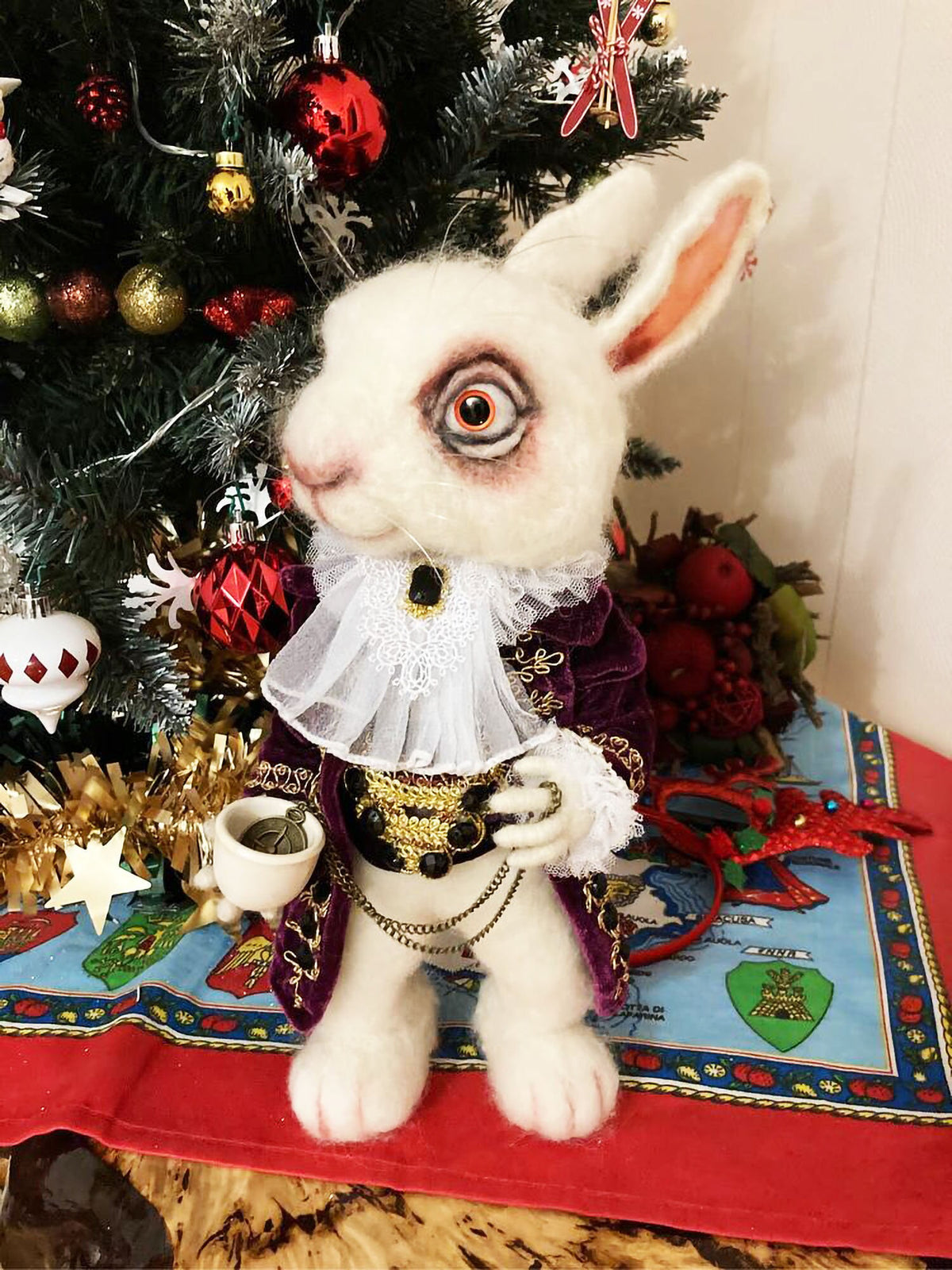 THE WHITE RABBIT from Alice in Wonderland is Needle Felted and one of a kind. It&#39;s a unique gift for someone special who loves plushies.